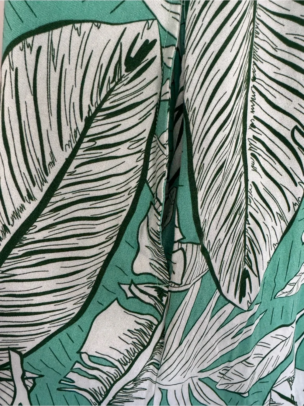 Pineapples Boutique Hawaii Green White Tropical Leaf Print Midi Dress Pockets XL